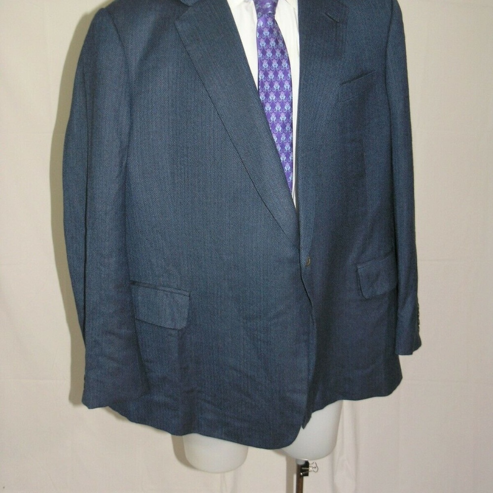 Dege & Skinner Savile Row Bespoke Blue Herringbon… - image 6